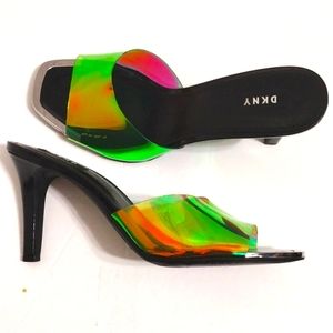 DKNY Women's Square Toe Stiletto Heels Sandals US 10M Statement Summer Luxe Chic